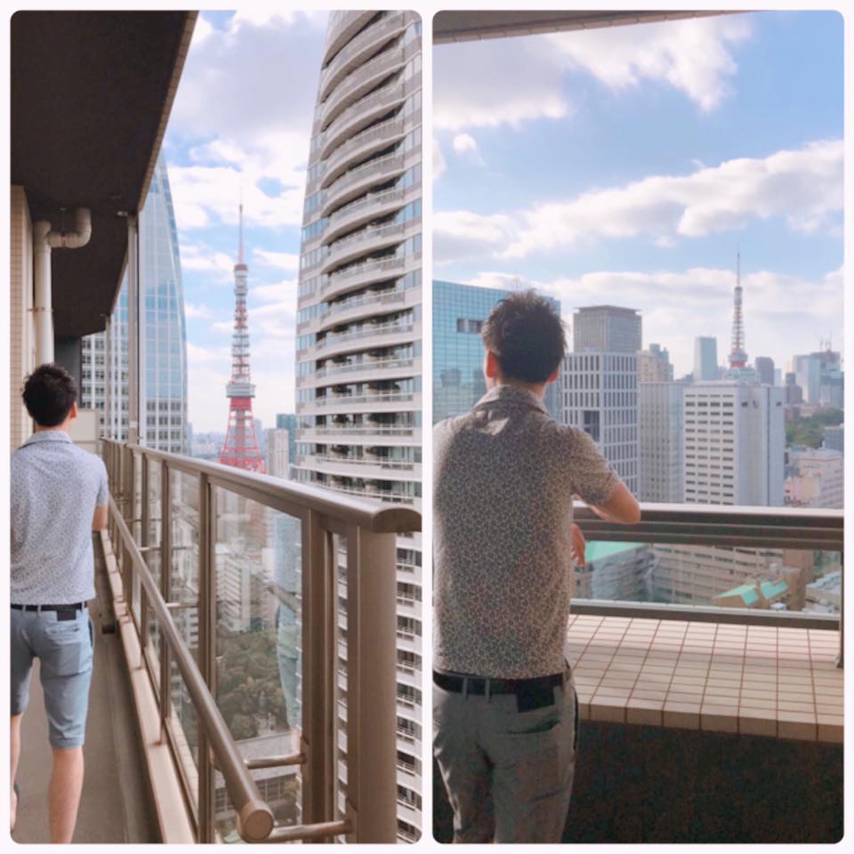 東京タワーを眺める男性