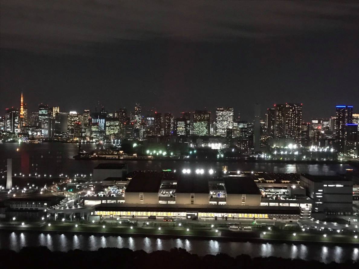 豊洲市場や東京タワーなどが見える夜景